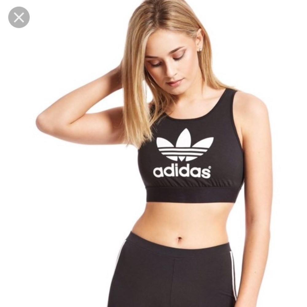 Adidas trefoil black bralette